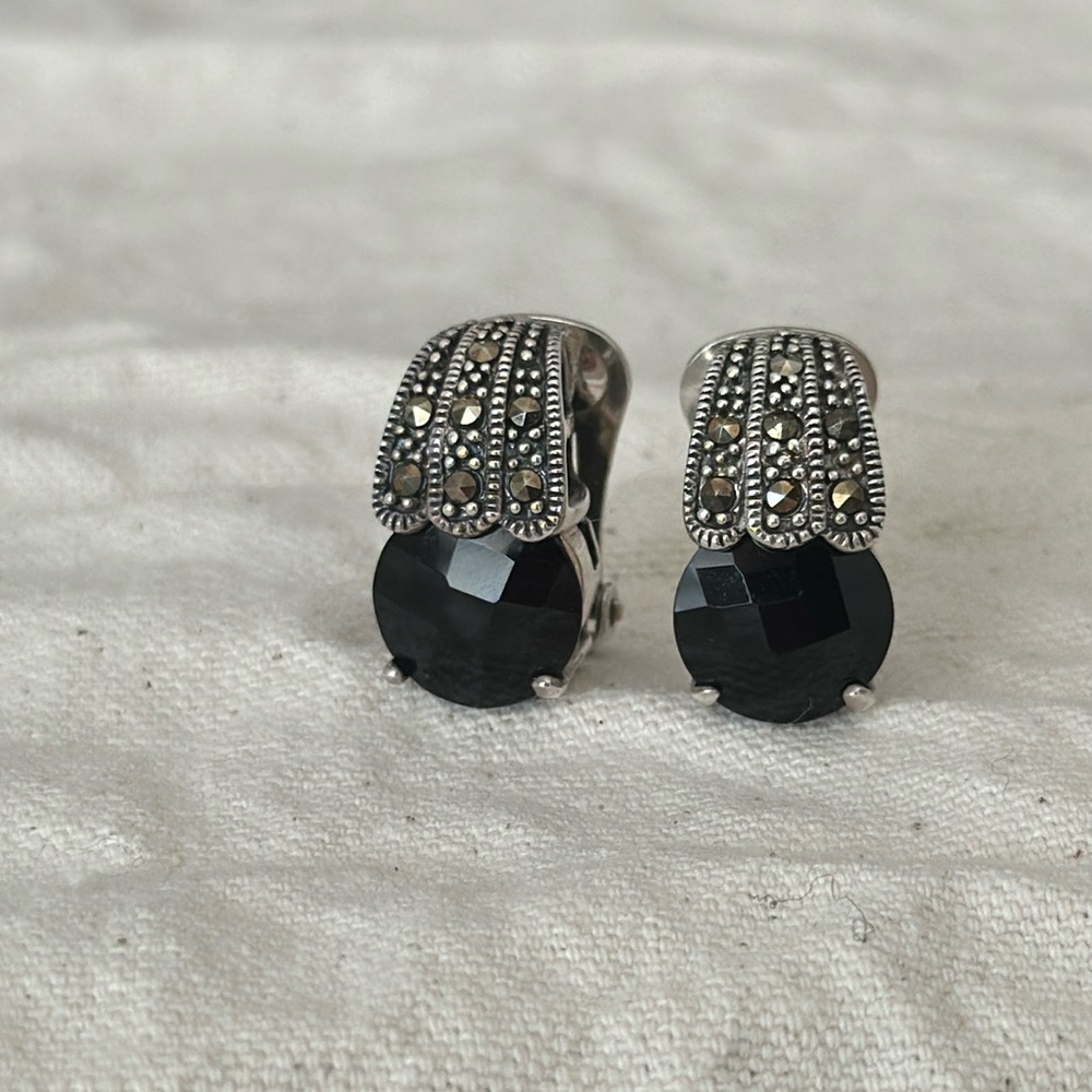 Black Spinel Clip-on Earrings